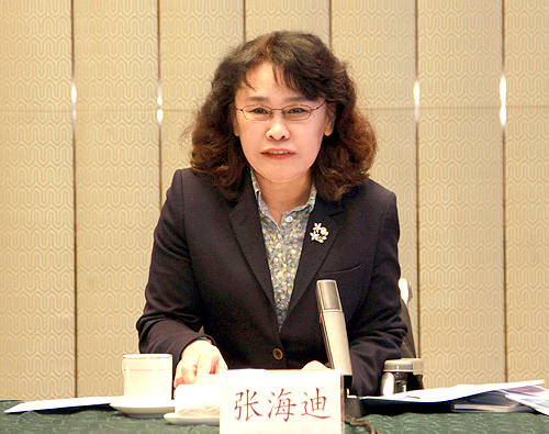 圖為中國殘聯(lián)主席張海迪講話